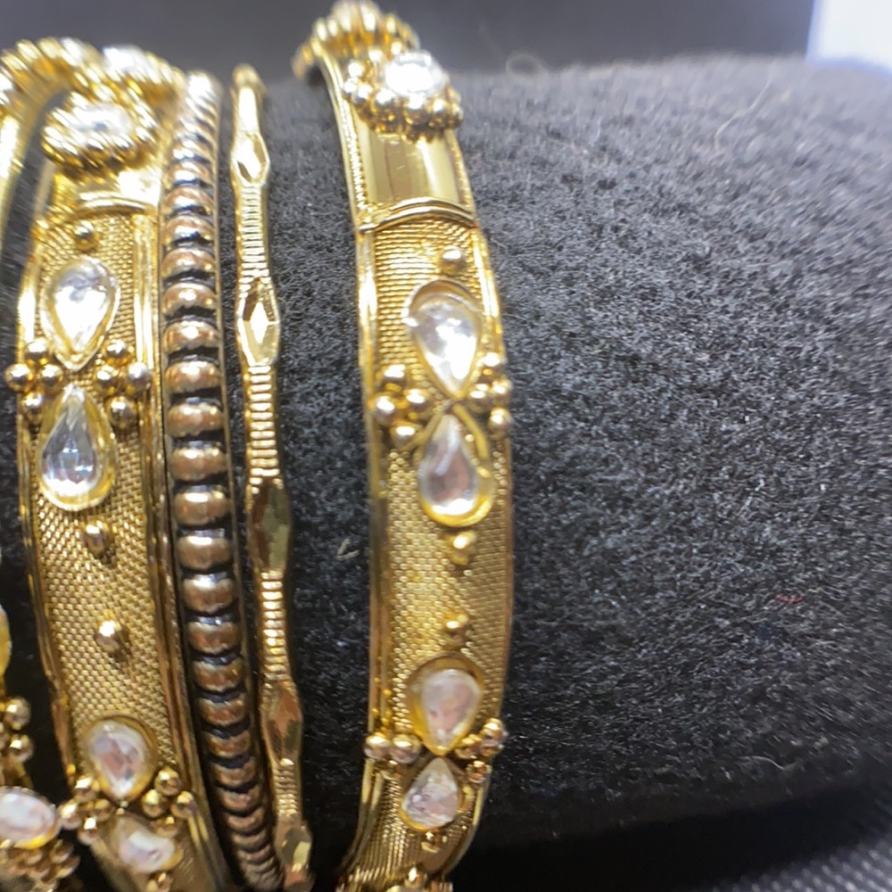 Multiple Gold Crystal Bangle Bracelets - image 2
